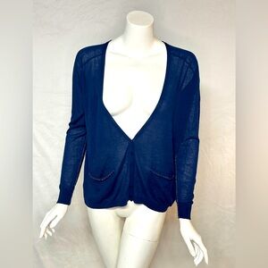 Yerse Size Medium Elegant Navy Blue Women's Sweater